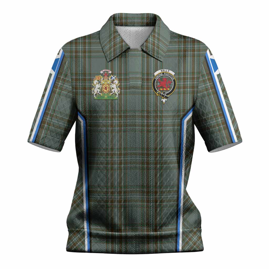 Kelly Tartan Crest Women’s Polo Sweater Top Scotland Coat of Arm Flag Style