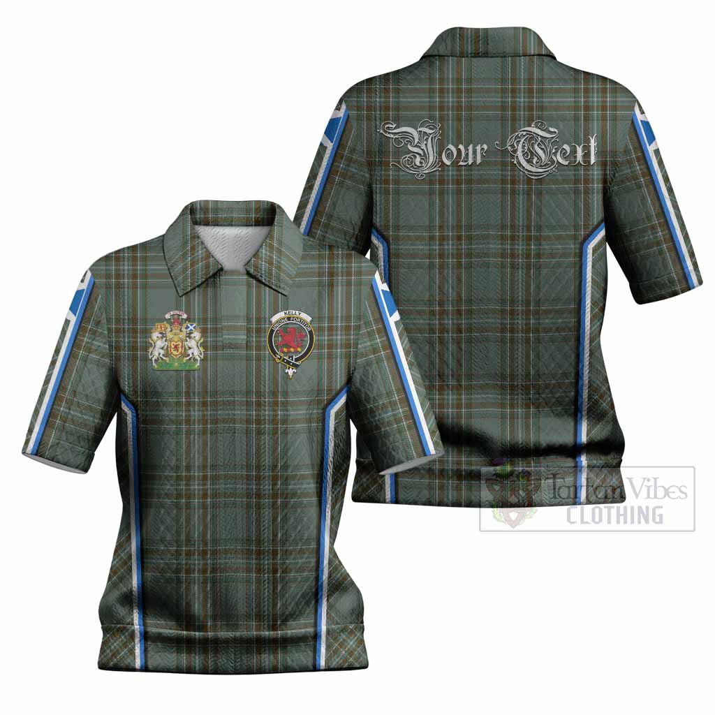 Kelly Tartan Crest Women’s Polo Sweater Top Scotland Coat of Arm Flag Style
