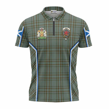Kelly Tartan Crest Zipper Polo Shirt Scotland Coat of Arm Flag Style - Tartan Vibes Clothing