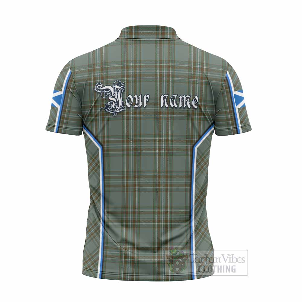 Kelly Tartan Crest Zipper Polo Shirt Scotland Coat of Arm Flag Style - Tartan Vibes Clothing