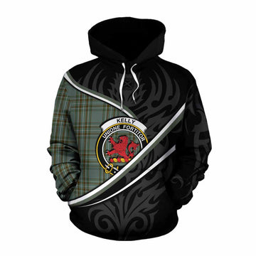 Kelly Tartan Family Crest Cotton Hoodie Celtic Scottish Thistle Floral - Tartan Vibes Clothing