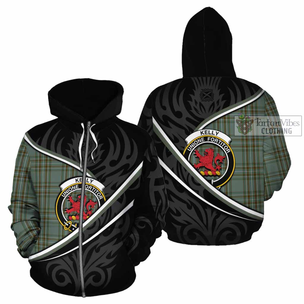Kelly Tartan Family Crest Cotton Hoodie Celtic Scottish Thistle Floral - Tartan Vibes Clothing