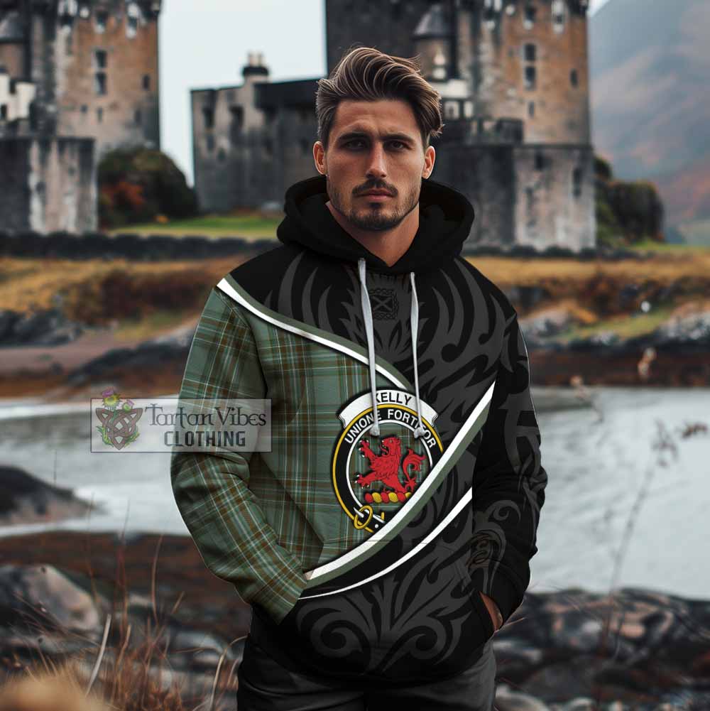 Kelly Tartan Family Crest Cotton Hoodie Celtic Scottish Thistle Floral - Tartan Vibes Clothing