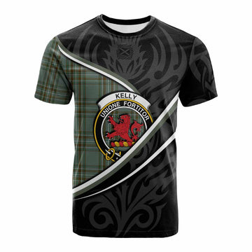 Kelly Tartan Family Crest Cotton T-shirt Celtic Scottish Thistle Floral - Tartan Vibes Clothing