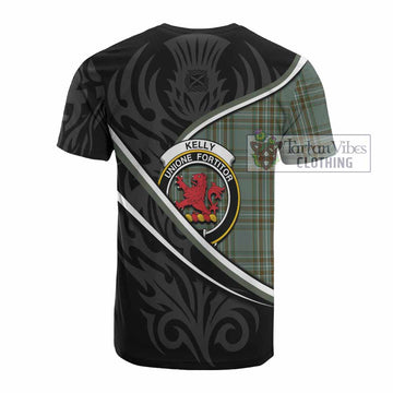 Kelly Tartan Family Crest Cotton T-shirt Celtic Scottish Thistle Floral - Tartan Vibes Clothing