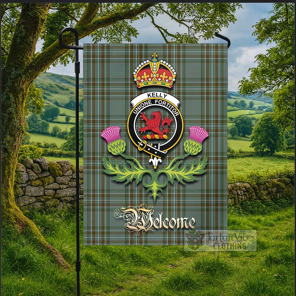 Kelly Tartan Family Crest Garden Flag Royal Thistle Welcome Style - Tartan Vibes Clothing