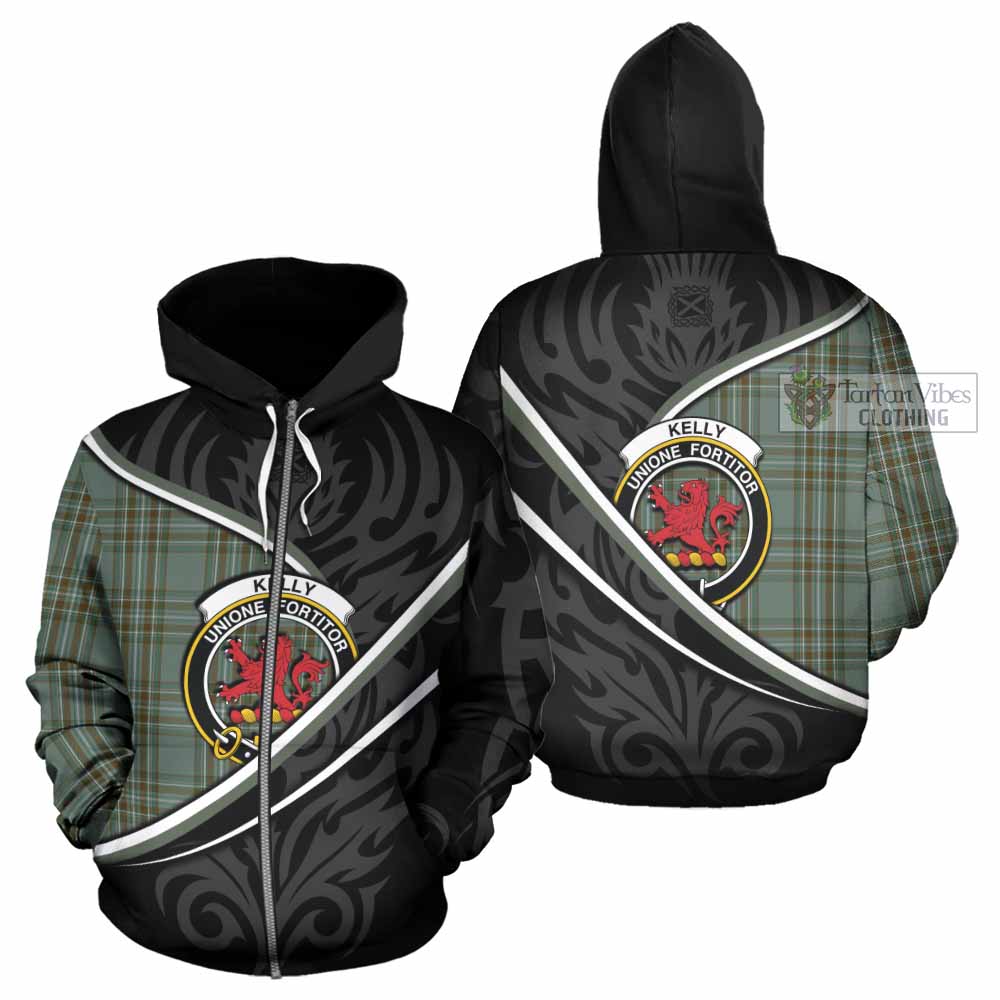 Kelly Tartan Family Crest Hoodie Celtic Scottish Thistle Floral - Tartan Vibes Clothing