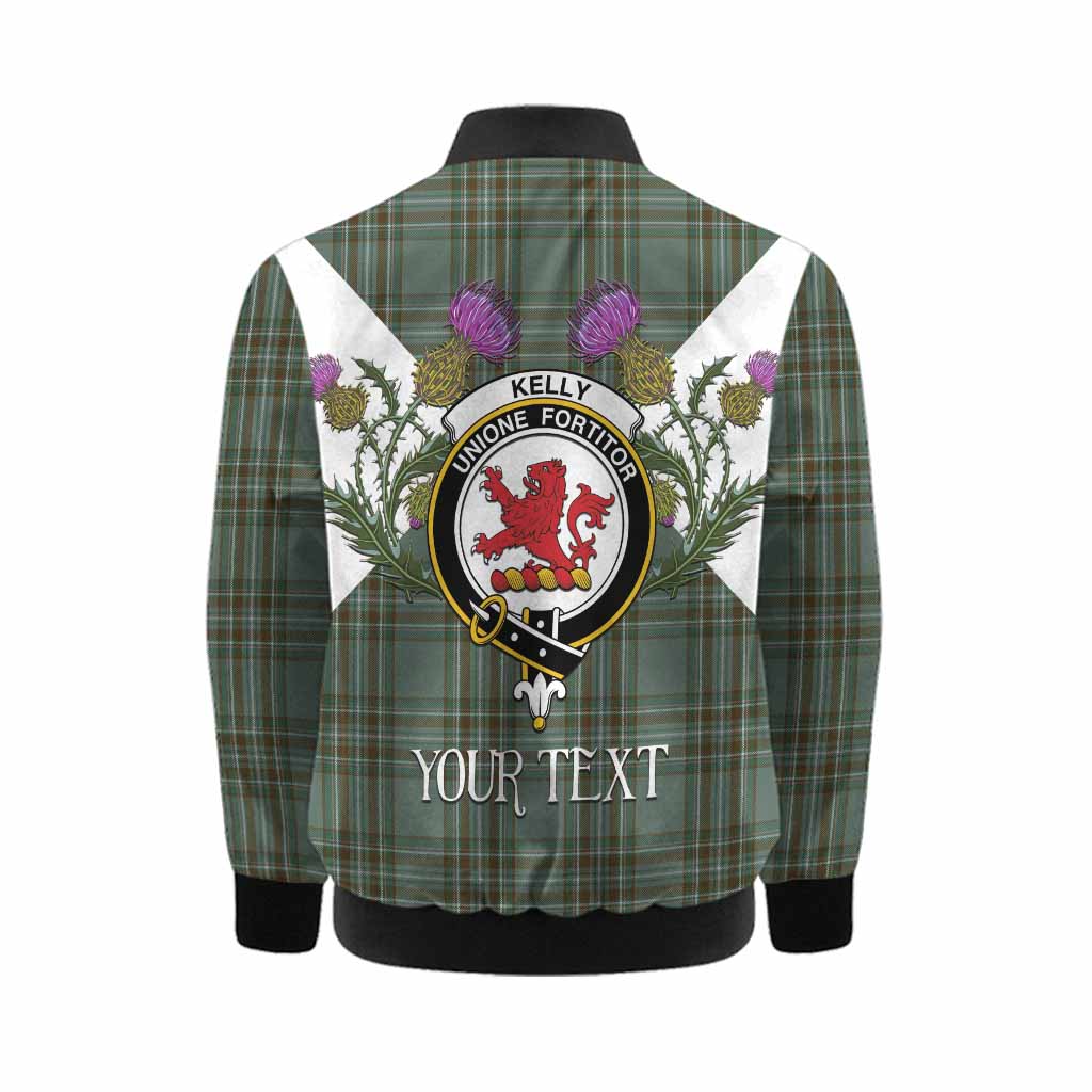 Kelly Tartan Family Crest Kid Bomber Jacket Scottish Burns Night Thistle Floral