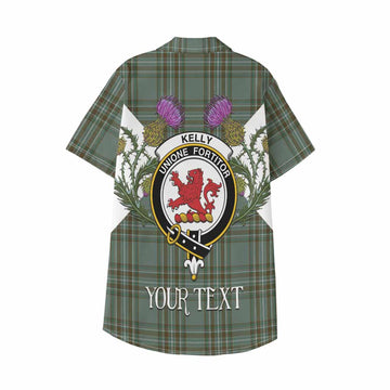 Kelly Tartan Family Crest Kid Hawaiian Shirt Scottish Burns Night Thistle Floral
