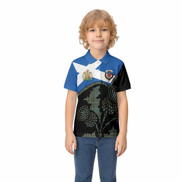 Kelly Tartan Family Crest Kid Polo Shirt Scotland Thistle Floral Flag Style
