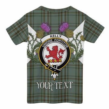 Kelly Tartan Family Crest Kid T-shirt Scottish Burns Night Thistle Floral