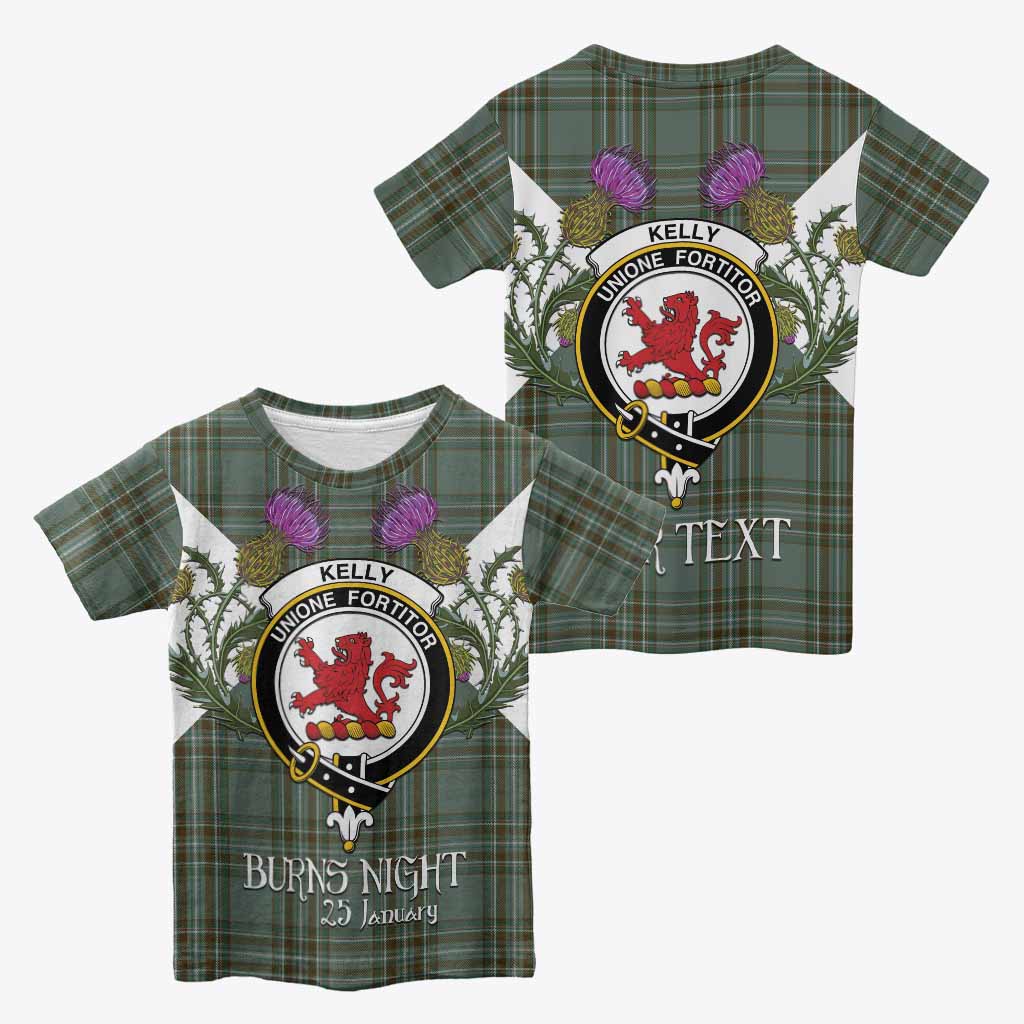 Kelly Tartan Family Crest Kid T-shirt Scottish Burns Night Thistle Floral