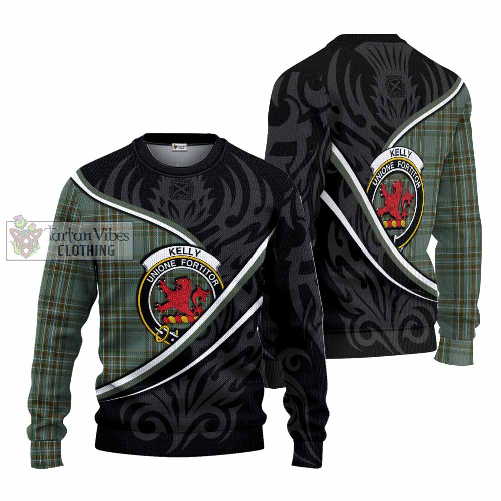 Kelly Tartan Family Crest Knitted Sweater Celtic Scottish Thistle Floral - Tartan Vibes Clothing