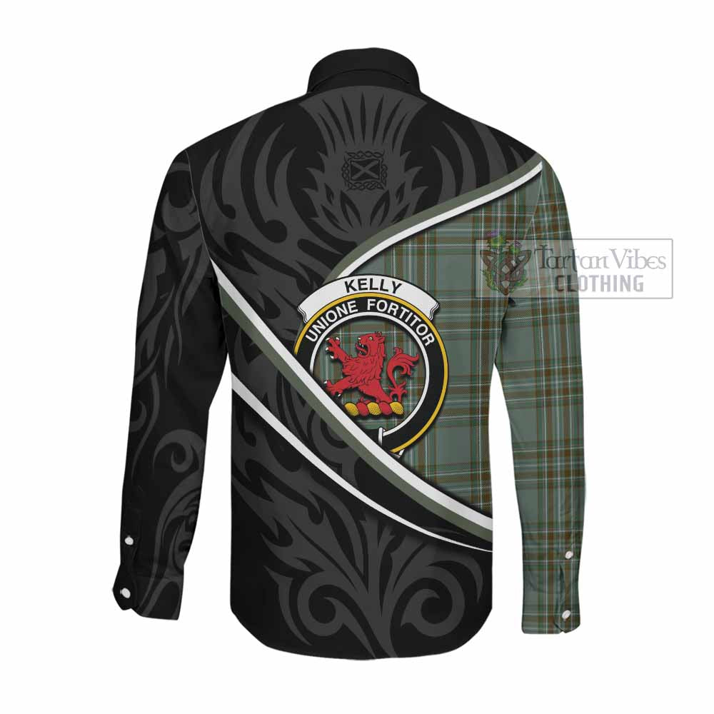 Kelly Tartan Family Crest Long Sleeve Button Shirts Celtic Scottish Thistle Floral - Tartan Vibes Clothing