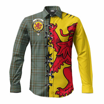 Kelly Tartan Family Crest Long Sleeve Button Shirts Lion Rampant Honor - Tartan Vibes Clothing