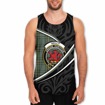 Kelly Tartan Family Crest Men Tank Top Celtic Scottish Thistle Floral - Tartan Vibes Clothing
