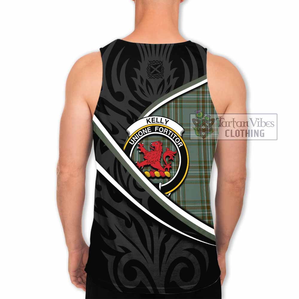 Kelly Tartan Family Crest Men Tank Top Celtic Scottish Thistle Floral - Tartan Vibes Clothing