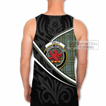 Kelly Tartan Family Crest Men Tank Top Celtic Scottish Thistle Floral - Tartan Vibes Clothing