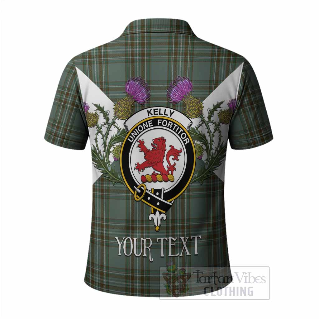 Kelly Tartan Family Crest Polo Shirt Scottish Burns Night Thistle Floral