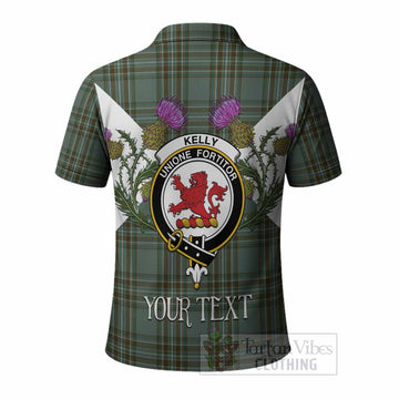 Kelly Tartan Family Crest Polo Shirt Scottish Burns Night Thistle Floral
