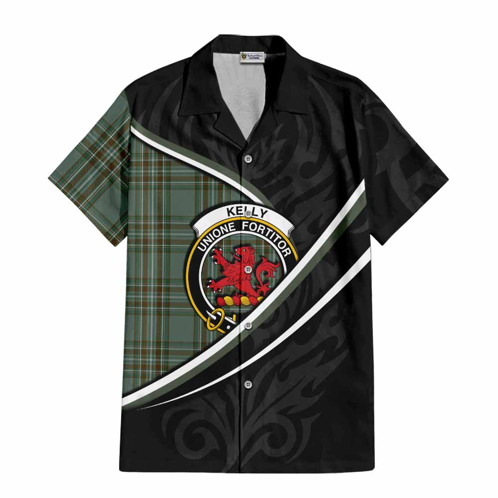 Kelly Tartan Family Crest Short Sleeve Button Shirt Celtic Scottish Thistle Floral - Tartan Vibes Clothing