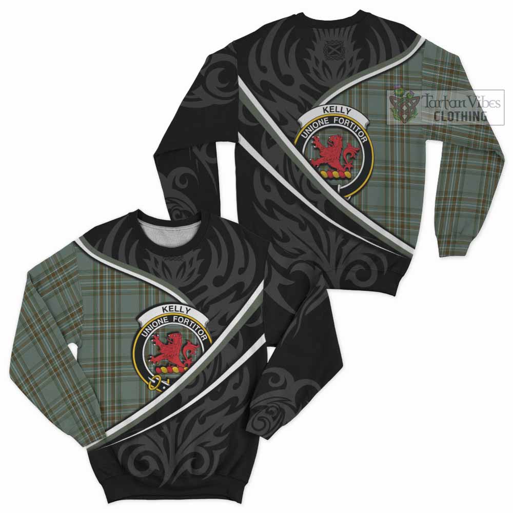 Kelly Tartan Family Crest Sweatshirt Celtic Scottish Thistle Floral - Tartan Vibes Clothing