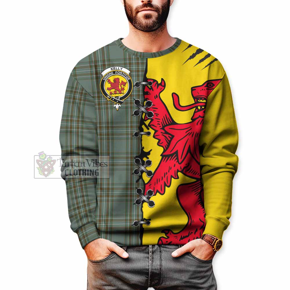 Kelly Tartan Family Crest Sweatshirt Lion Rampant Honor - Tartan Vibes Clothing
