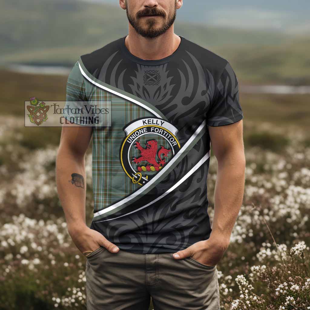 Kelly Tartan Family Crest T-shirt Celtic Scottish Thistle Floral - Tartan Vibes Clothing