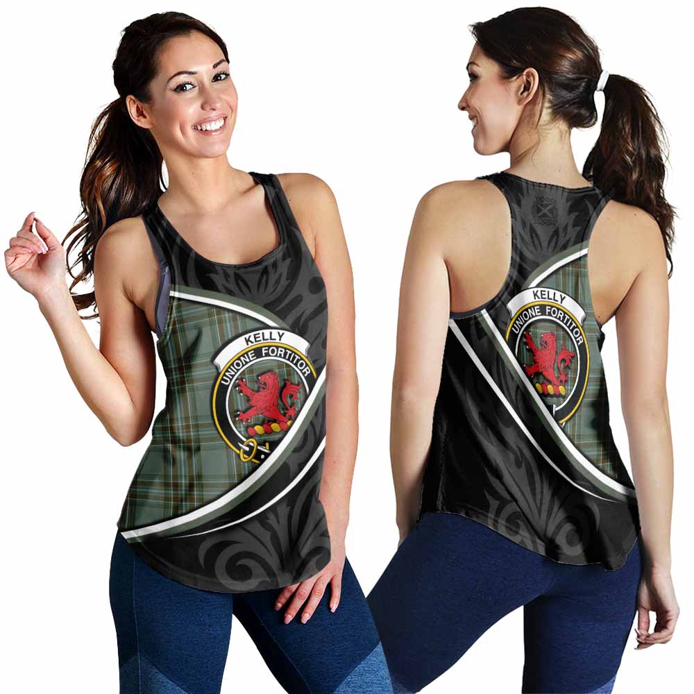 Kelly Tartan Family Crest Women Racerback Tanks Celtic Scottish Thistle Floral - Tartan Vibes Clothing
