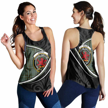 Kelly Tartan Family Crest Women Racerback Tanks Celtic Scottish Thistle Floral - Tartan Vibes Clothing
