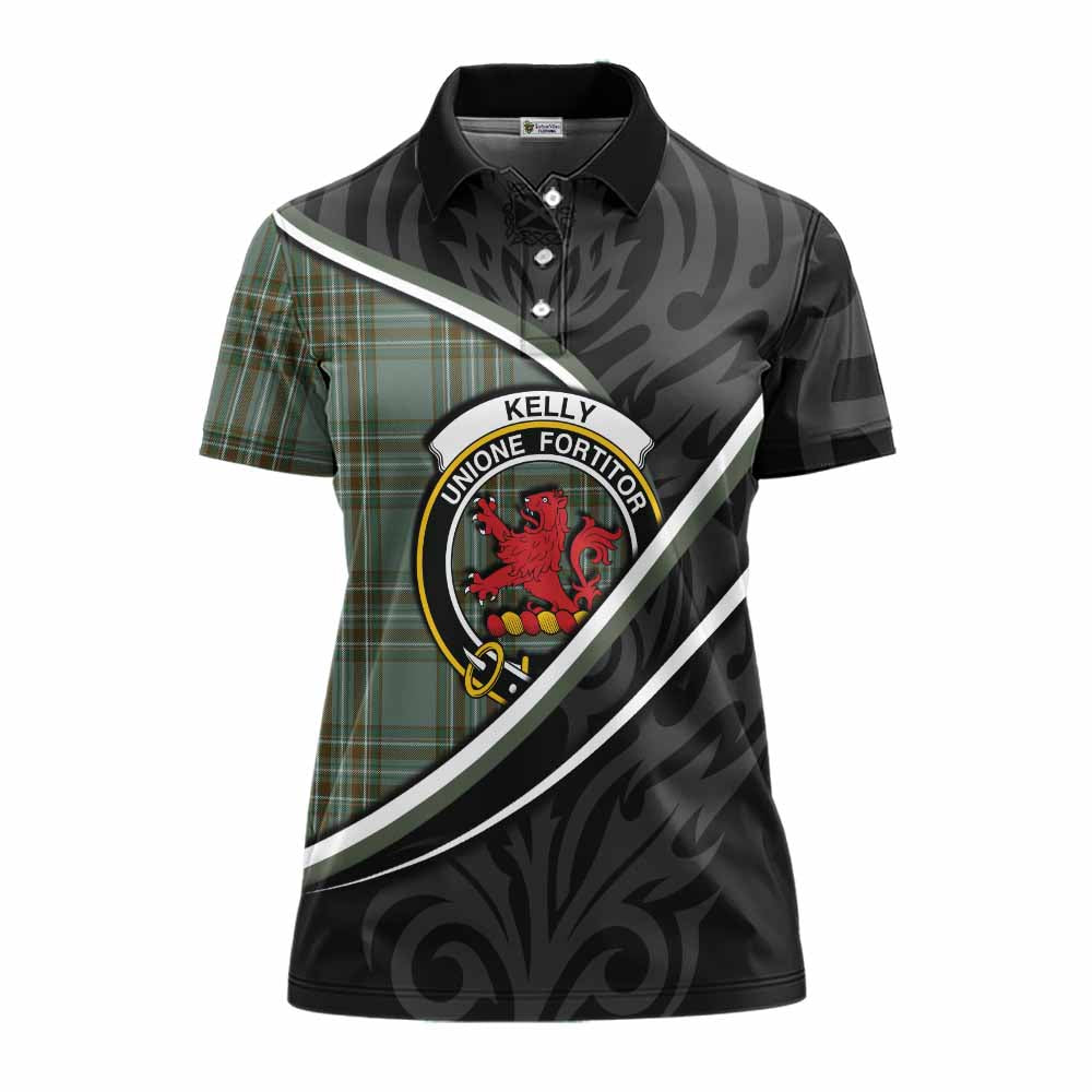 Kelly Tartan Family Crest Women's Polo Shirt Celtic Scottish Thistle Floral - Tartan Vibes Clothing