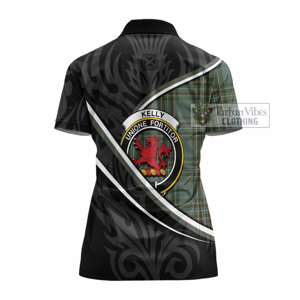Kelly Tartan Family Crest Women's Polo Shirt Celtic Scottish Thistle Floral - Tartan Vibes Clothing
