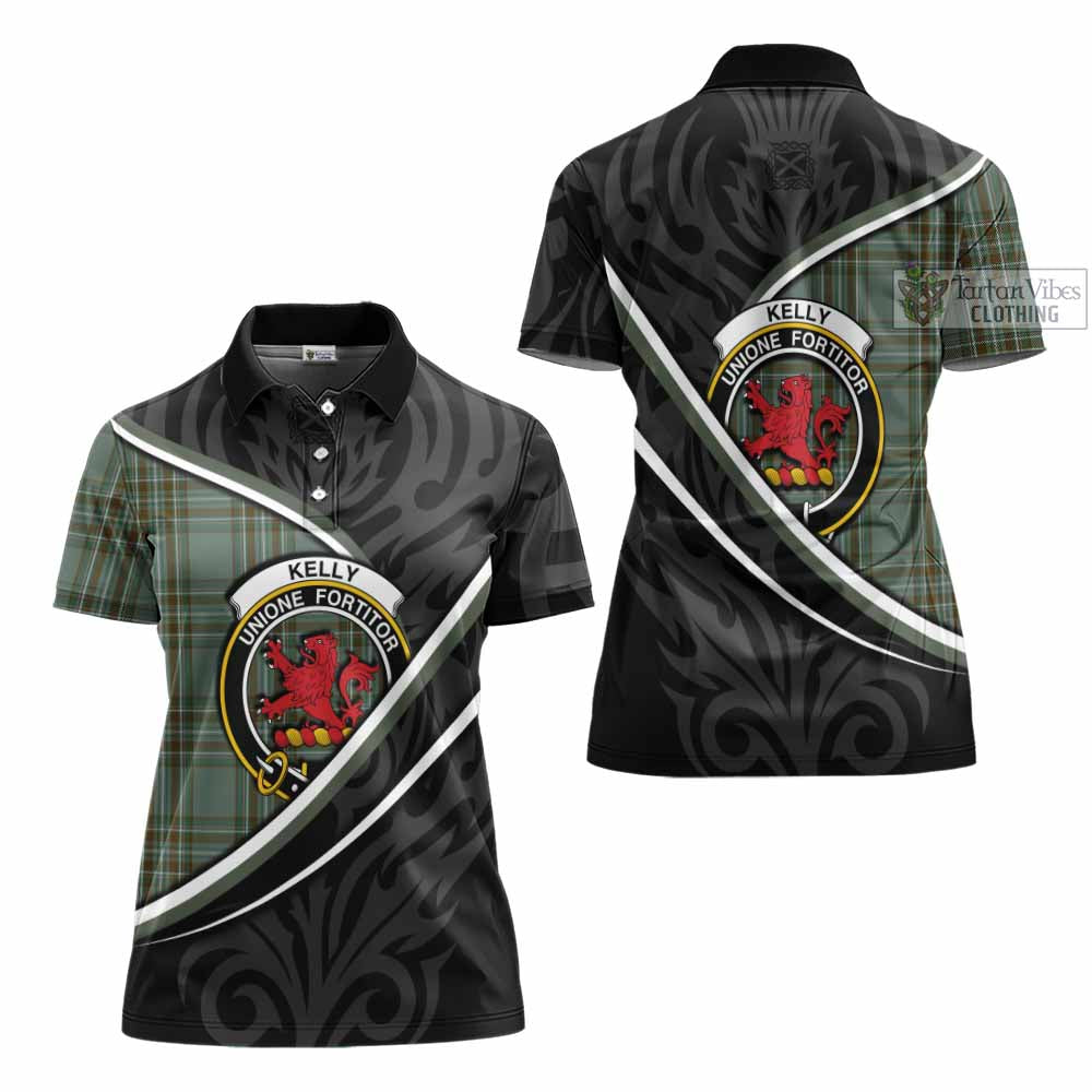 Kelly Tartan Family Crest Women's Polo Shirt Celtic Scottish Thistle Floral - Tartan Vibes Clothing