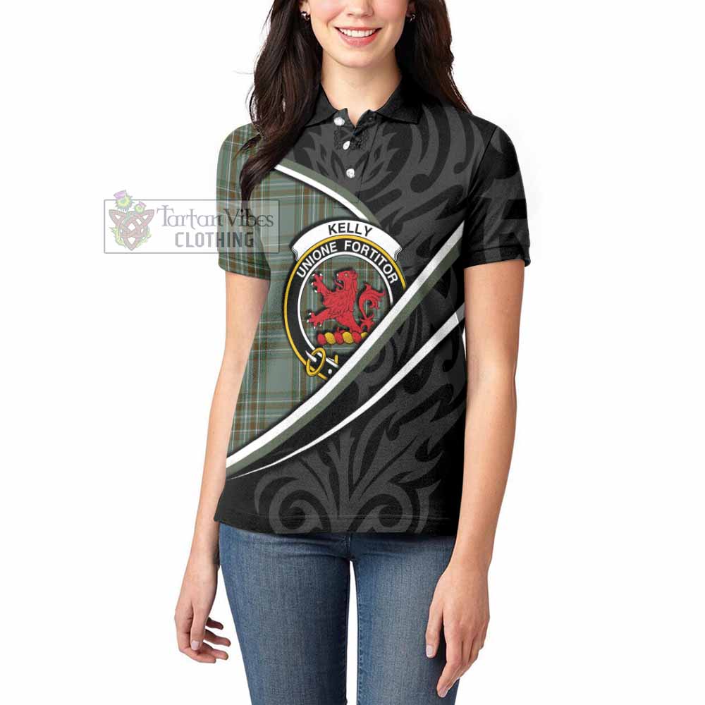 Kelly Tartan Family Crest Women's Polo Shirt Celtic Scottish Thistle Floral - Tartan Vibes Clothing