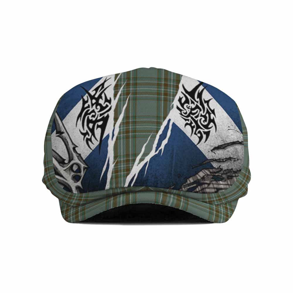 Kelly Tartan Flat Cap, Jeff Cap Scotland Flag Ripped Tribal Design