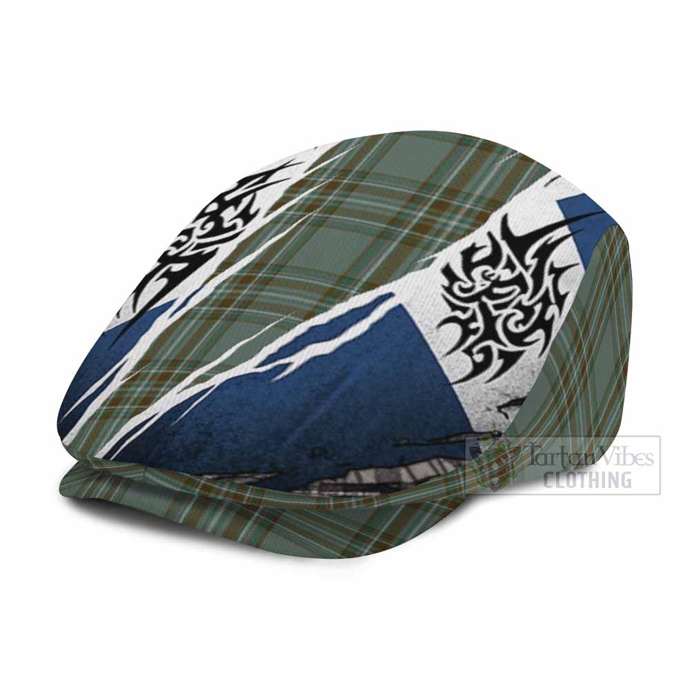 Kelly Tartan Flat Cap, Jeff Cap Scotland Flag Ripped Tribal Design