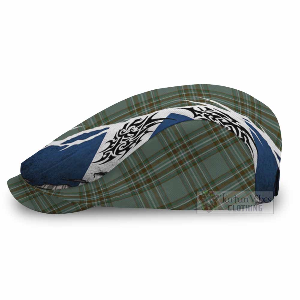 Kelly Tartan Flat Cap, Jeff Cap Scotland Flag Ripped Tribal Design