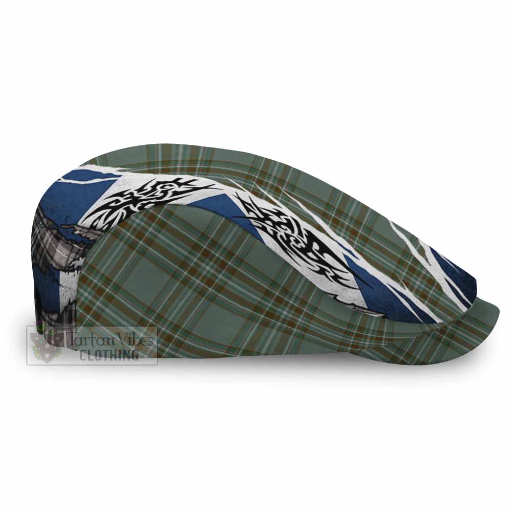 Kelly Tartan Flat Cap, Jeff Cap Scotland Flag Ripped Tribal Design