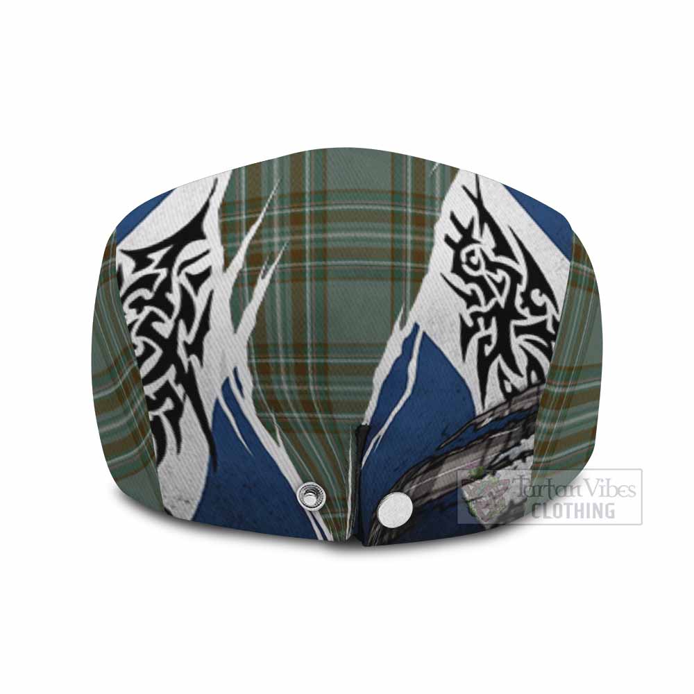 Kelly Tartan Flat Cap, Jeff Cap Scotland Flag Ripped Tribal Design