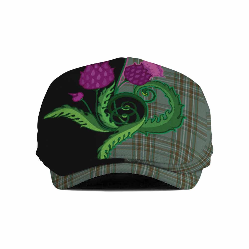 Kelly Tartan Flat Cap, Jeff Cap Traditional Scottish Thistle