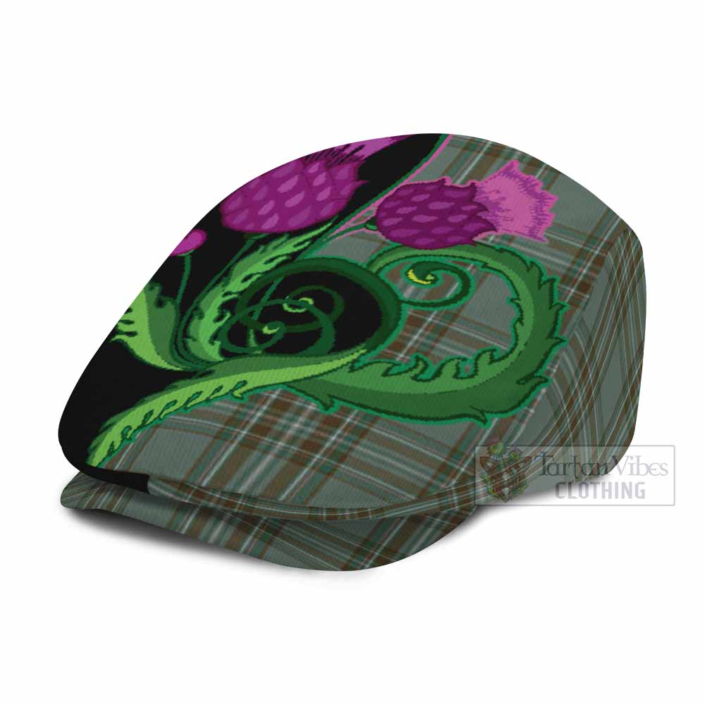 Kelly Tartan Flat Cap, Jeff Cap Traditional Scottish Thistle