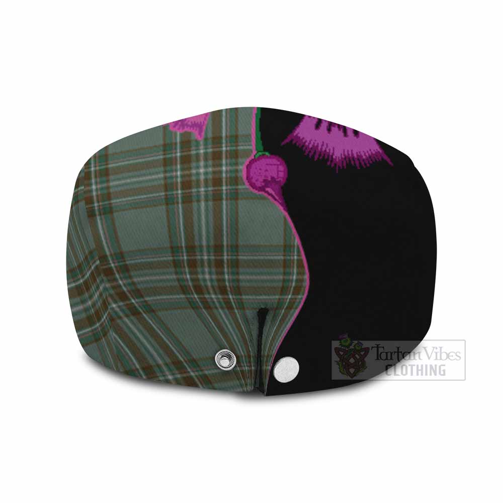 Kelly Tartan Flat Cap, Jeff Cap Traditional Scottish Thistle