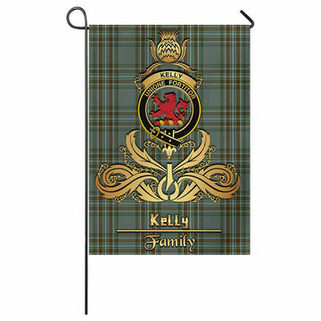Kelly Tartan Garden Flag with Highland Thistle Cherish Family Crest Style
