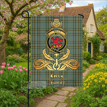 Kelly Tartan Garden Flag with Highland Thistle Cherish Family Crest Style
