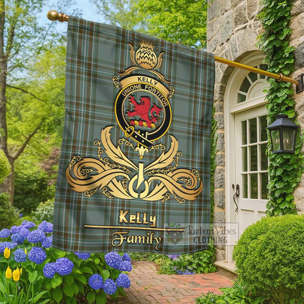 Kelly Tartan Garden Flag with Highland Thistle Cherish Family Crest Style - Tartan Vibes Clothing