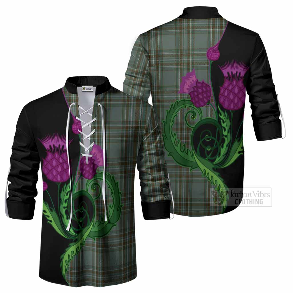 Kelly Tartan Ghillie Shirt Traditional Scottish Thistle