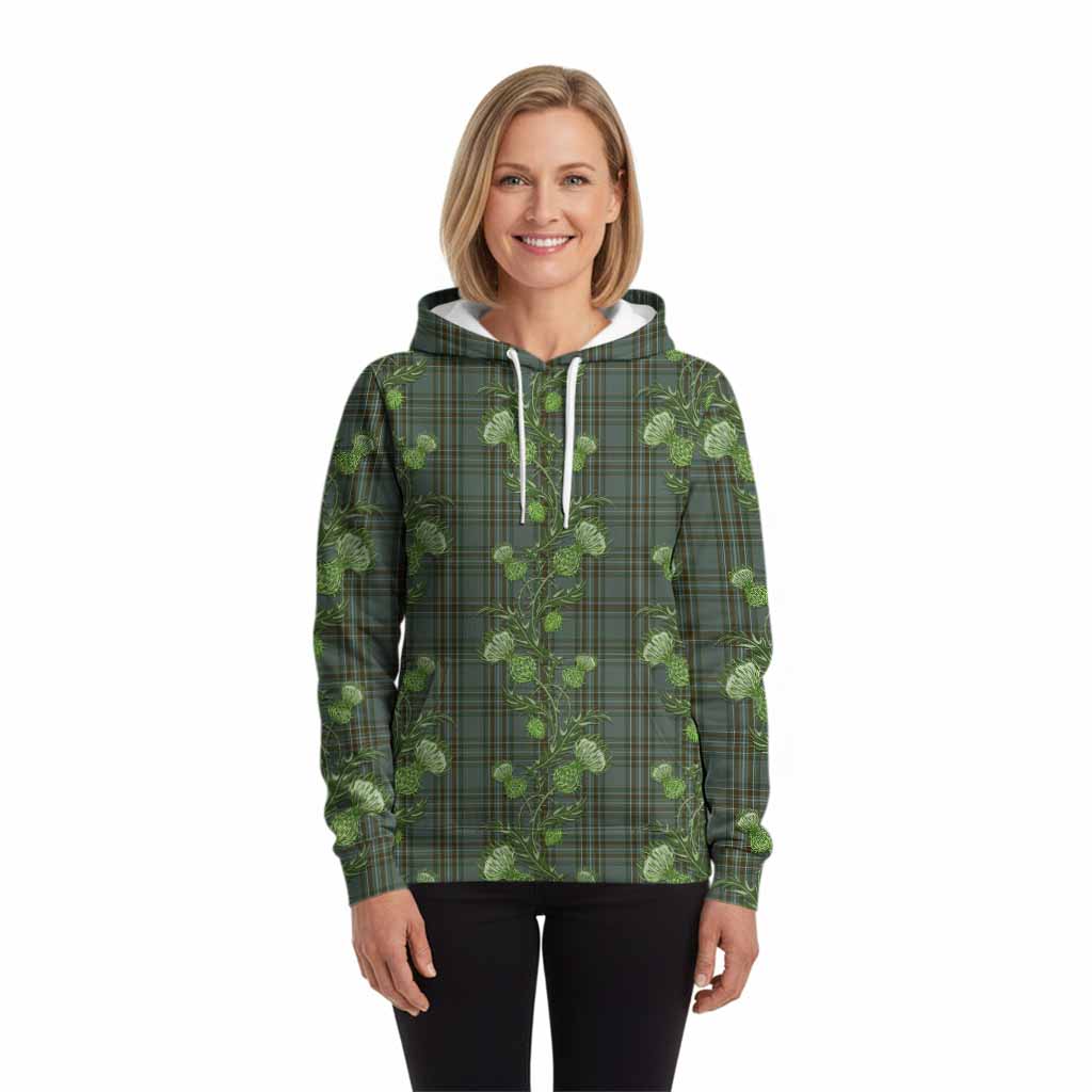 Kelly Tartan Hoodie Seamless Scottish Thistle Flowers