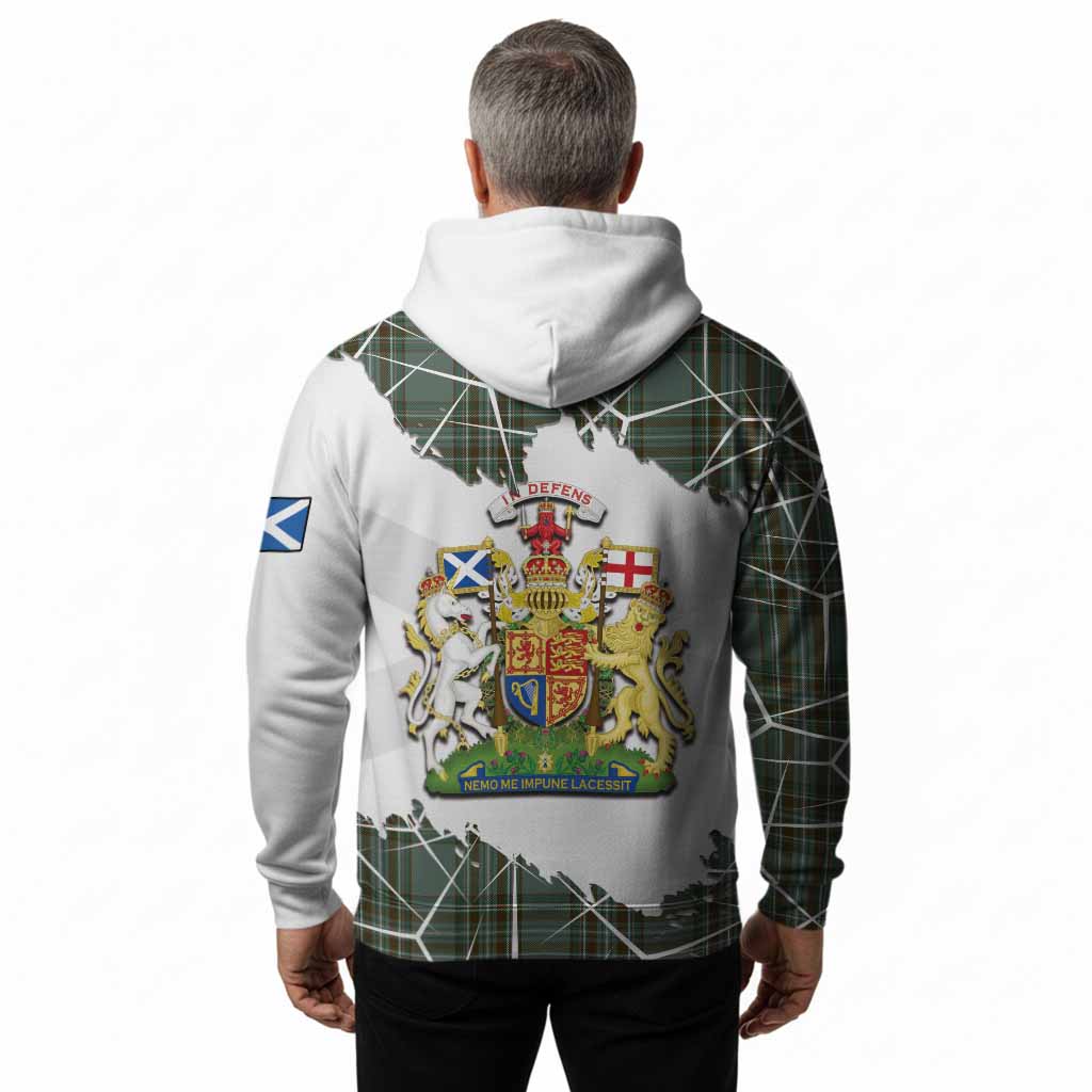 Kelly Tartan Hoodie with Family Crest and Lion Rampant Grunge Style