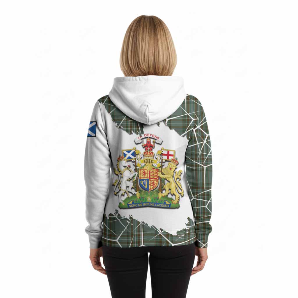 Kelly Tartan Hoodie with Family Crest and Lion Rampant Grunge Style
