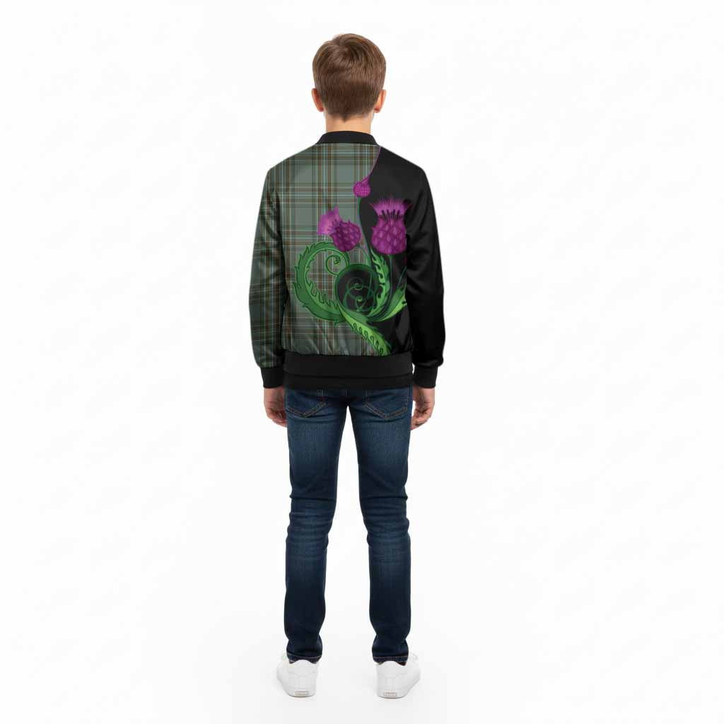 Kelly Tartan Kid Bomber Jacket Traditional Scottish Thistle